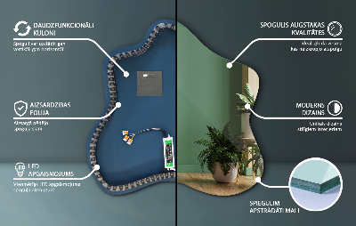 Oglindă în formă de pată iluminată cu LED-uri