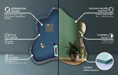 Oglindă în formă de pată iluminată cu LED-uri