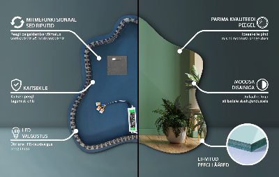 Oglindă în formă de pată iluminată cu LED-uri