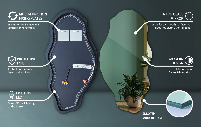 Oglindă asimetrică Led Fără rame