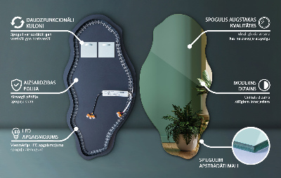 Oglindă asimetrică Led Fără rame