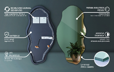 Oglindă asimetrică Led Fără rame