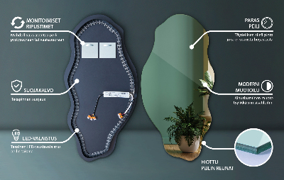 Oglindă asimetrică Led Fără rame