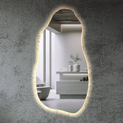 Oglindă de formă neregulată modern cu iluminare de fundal cu LED