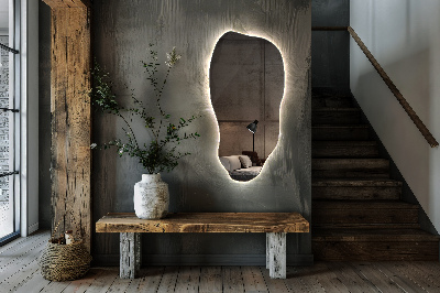 Oglindă de formă neregulată modern cu iluminare de fundal cu LED