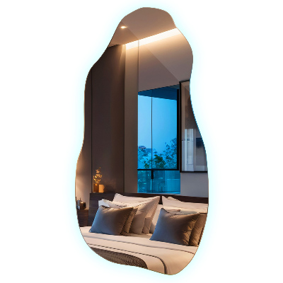 Oglindă de formă neregulată modern cu iluminare de fundal cu LED