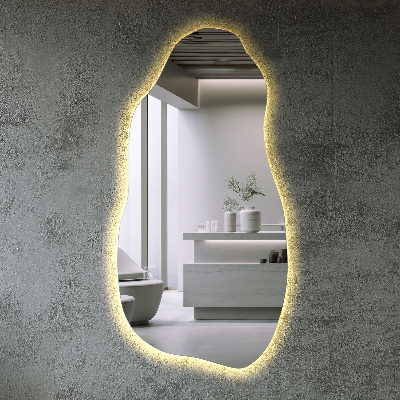 Oglindă de formă neregulată modern cu iluminare de fundal cu LED
