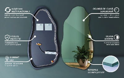 Oglindă de formă neregulată modern cu iluminare de fundal cu LED