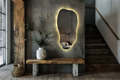 Oglindă de formă neregulată modern cu iluminare de fundal cu LED