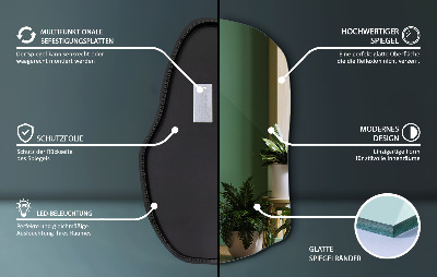 Oglinda forma neregulata led unică