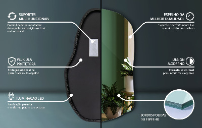 Oglinda forma neregulata led unică