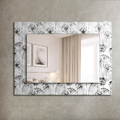 Oglinda rama cu imprimeu Desen monocrom de flori