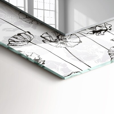 Oglinda rama cu imprimeu Desen monocrom de flori