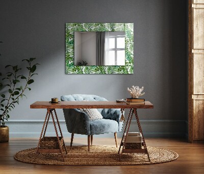 Oglinda rama cu imprimeu Frunze tropicale verzi