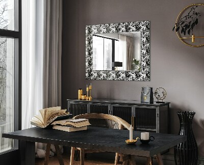 Oglinda cu decor Frunze albe și negre