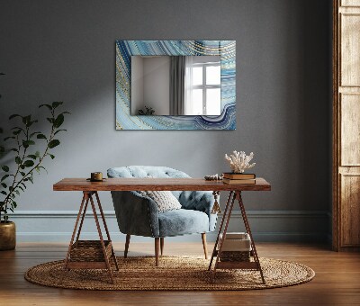 Oglinda cu rama imprimata Valuri abstracte albastre