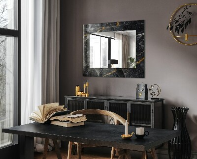 Oglinda rama cu imprimeu Vene de marmură neagră
