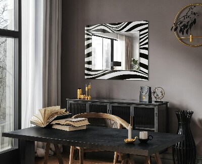 Oglinda rama cu imprimeu Valuri în alb și negru