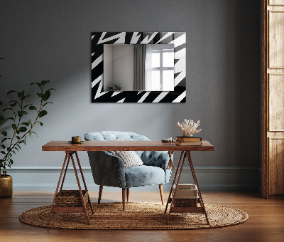 Oglinda rama cu imprimeu Motive geometrice în alb și negru