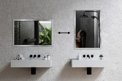Oglindă de perete cu ramă argintie cu aspect modern