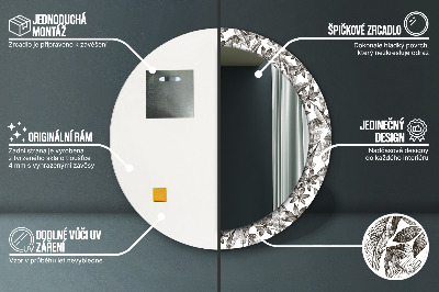 Oglinda rotunda cu rama imprimata Frunze tropicale