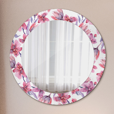 Oglinda rotunda cu rama imprimata Flori de acuarelă