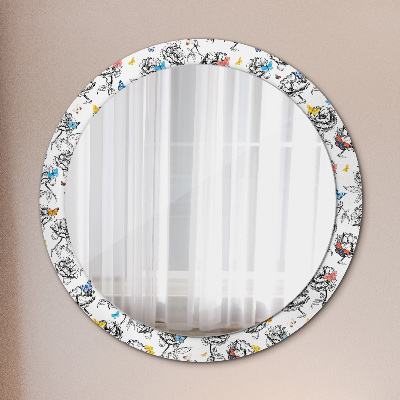 Oglinda rotunda cu rama imprimata Fluture