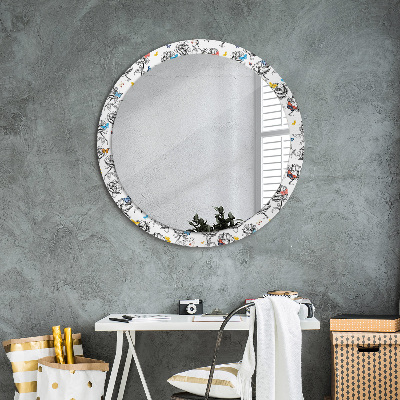 Oglinda rotunda cu rama imprimata Fluture