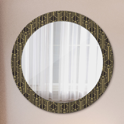 Oglinda rotunda cu rama imprimata Abstract
