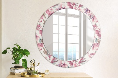 Decor oglinda rotunda Flori de bujori