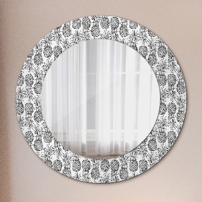 Oglinda rotunda cu rama imprimata Ananas