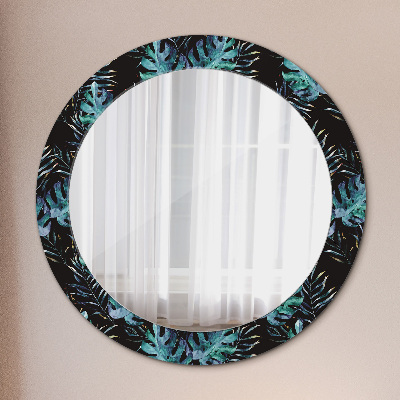 Oglinda rotunda cu rama imprimata Frunze exotice