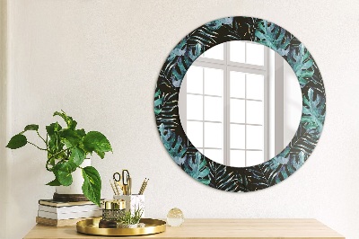 Oglinda rotunda cu rama imprimata Frunze exotice