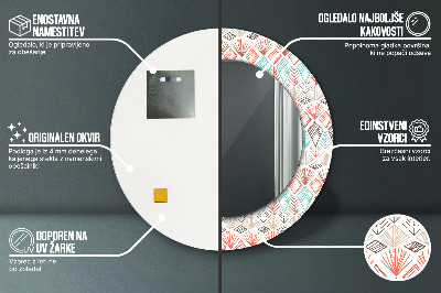 Oglinda rotunda cu rama imprimata Model etnic