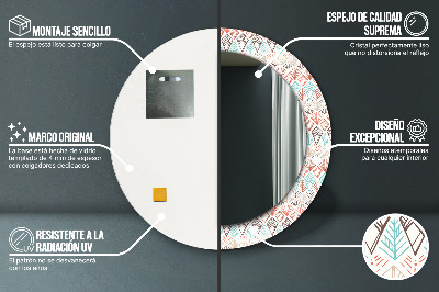 Oglinda rotunda cu rama imprimata Model etnic