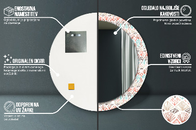 Oglinda rotunda cu rama imprimata Model etnic