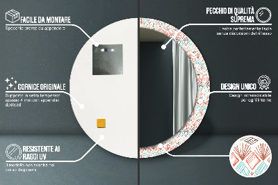 Oglinda rotunda cu rama imprimata Model etnic