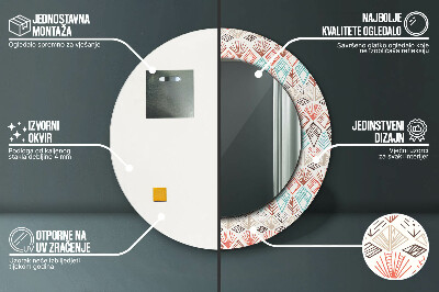 Oglinda rotunda cu rama imprimata Model etnic