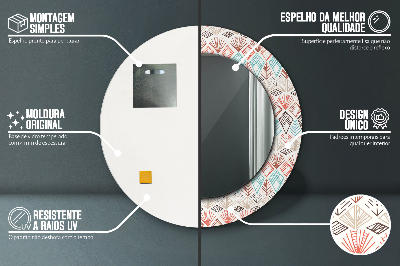 Oglinda rotunda cu rama imprimata Model etnic