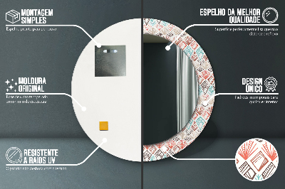 Oglinda rotunda cu rama imprimata Model etnic