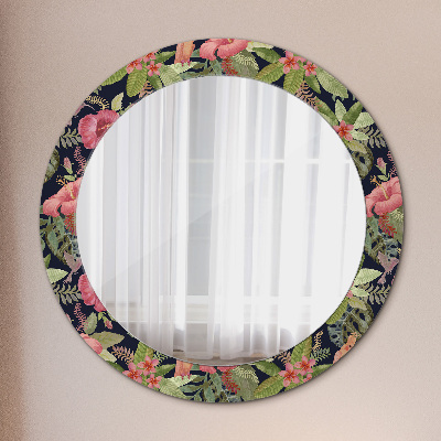 Oglinda rotunda decor perete Flori de hibiscus
