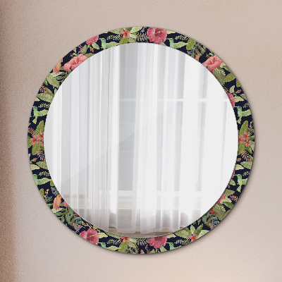 Oglinda rotunda decor perete Flori de hibiscus