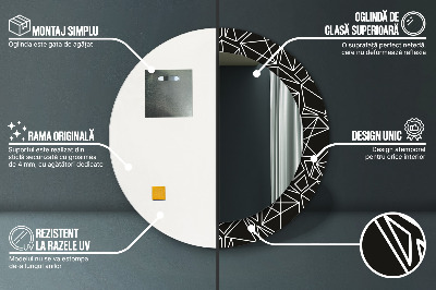 Oglinda rotunda cu rama imprimata Model geometric