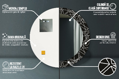 Oglinda rotunda cu rama imprimata Model geometric