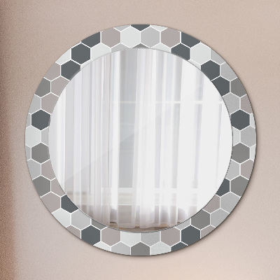 Decor oglinda rotunda Model hexagonal