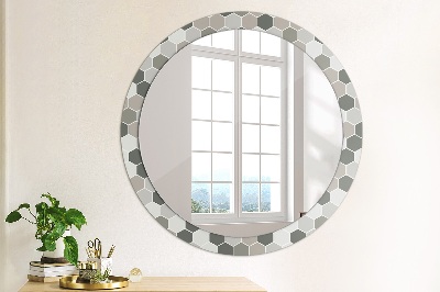 Decor oglinda rotunda Model hexagonal
