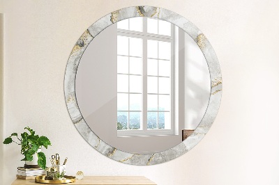 Decor oglinda rotunda Aur de marmură albă