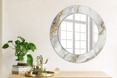 Decor oglinda rotunda Aur de marmură albă