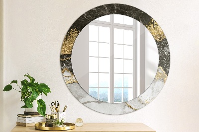 Oglinda rotunda decor perete Marmură și aur