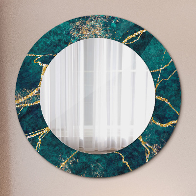 Oglinda rotunda decor perete Marmură verde de malachit